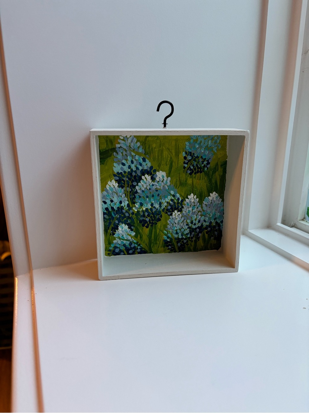 Framed Floral Acrylic Art in Green and Blue